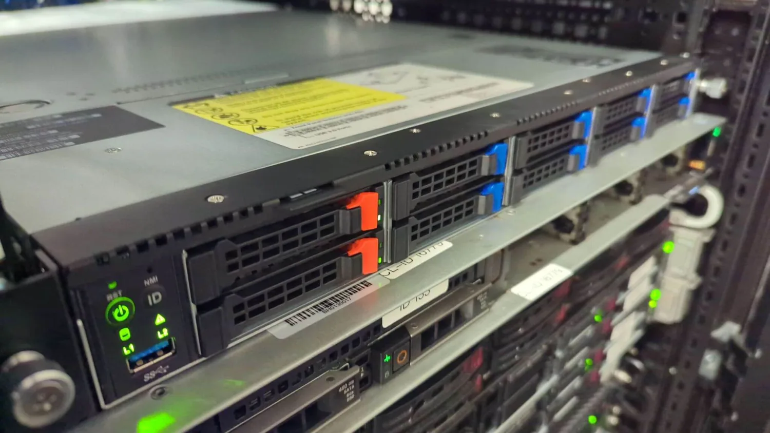 Server racks in the data centre our VDS hardware runs on
