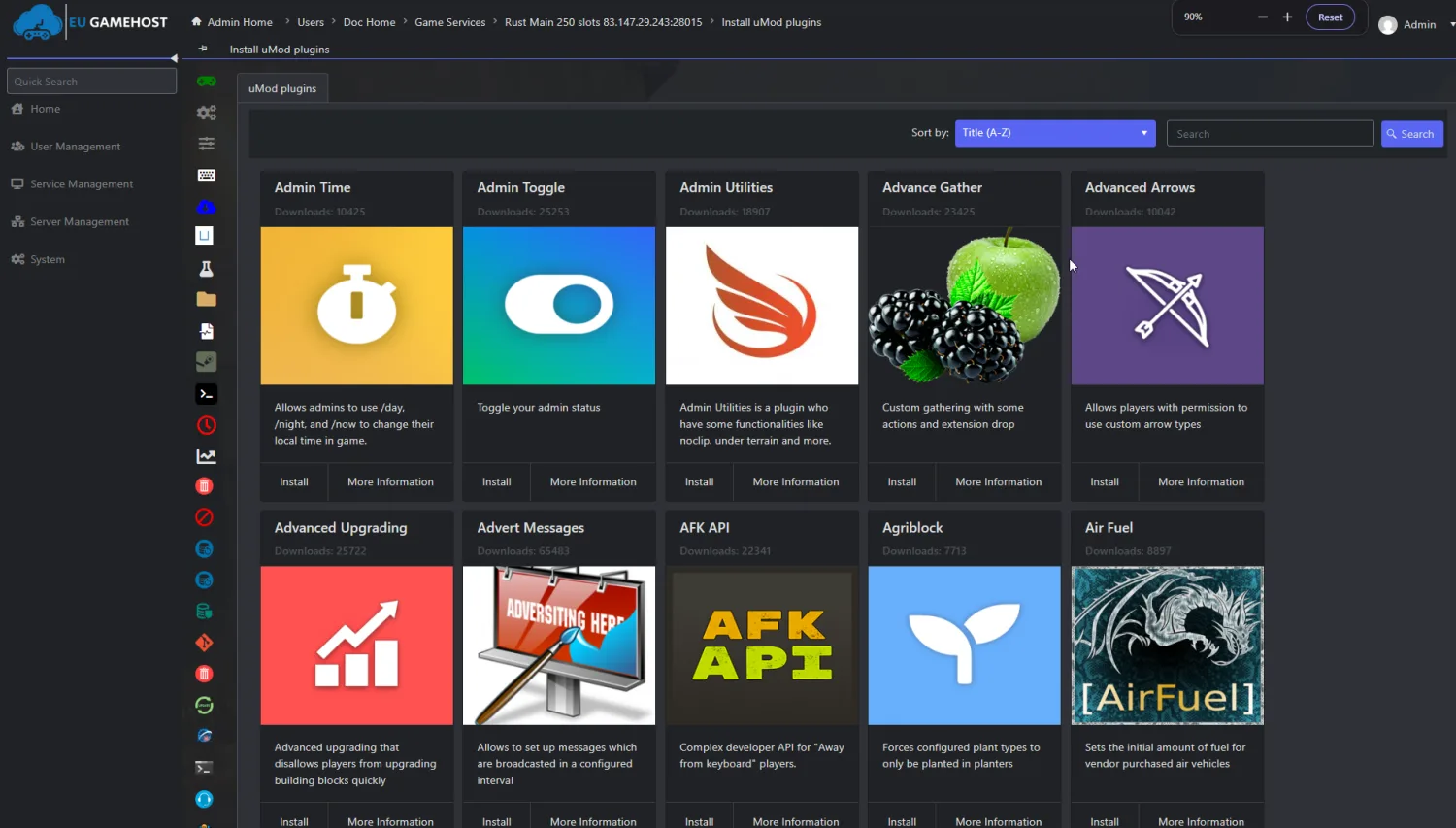 Rust plugin installer interface